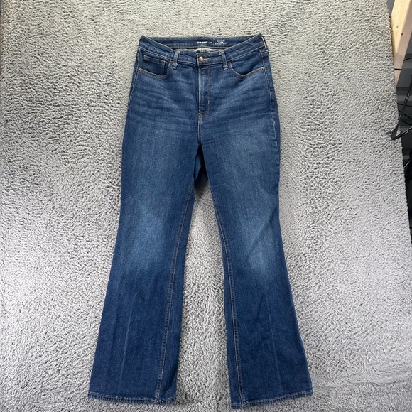 Old Navy Denim - Old Navy Jeans Women's 12 Blue Cotton Denim Flared Workwear Travel Faded Stretch